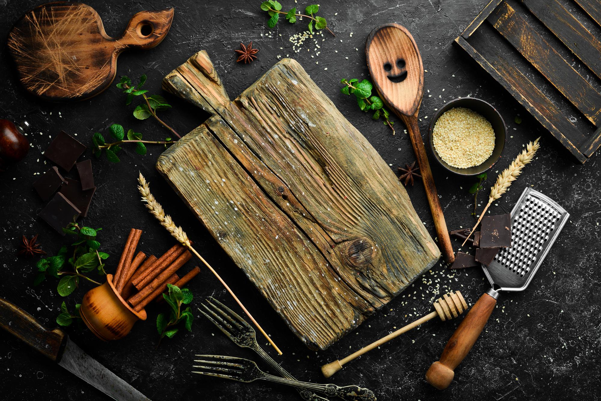 stylistic plated dish on wooden board